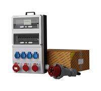 Doktorvolt Distributeur de puissance de construction avec protection FI et prises CEE, distributeur d'alimentation eXT-S/FI 32 A 2 x 16 A 4 x 230 V SKH avec compteur d'électricité et câble 5 x 10 mm2,