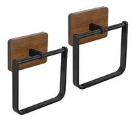 DOKU Lot de 2 Anneaux Porte-Serviettes carrés pour Salle de Bain, Porte-Serviettes pour Cuisine, Rangement Robuste, Noir et Marron