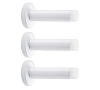 DOKU Lot de 3 butées de porte de 8,9 cm, butées de porte robustes en acier inoxydable 304 avec embouts en caoutchouc, support de porte mural, protection acoustique, blanc