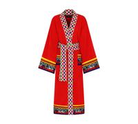 Dolce & Gabbana - Peignoir en coton éponge - Femme - Vêtements de nuit et de détente - Rouge - Taille: 38 FR