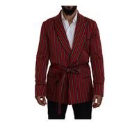 Dolce & Gabbana - Peignoir long à rayures rouges avec fermeture à ceinture - Homme - Vestes - Rouge - Taille: M