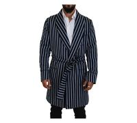 Dolce & Gabbana - Peignoir Noir Bleu avec Doublure Imprimée Martini - Homme - Manteaux - Noir - Taille: M