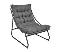 DOLCI - Fauteuil de Jardin en Métal et Textilène Gris avec Coussin