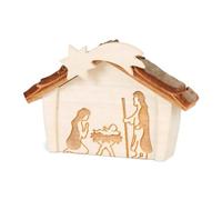 Dolfi - Petite crèche de Noël en bois de 10 cm - En bois naturel dans Val Gardena - Figurine de crèche