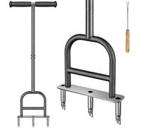 Dolibest Aérateur Gazon Aerateur Pelouse Manuel 3 Dents/Mât Démontable | Outil Jardinage,Aérer Sol Compacté,Manche Long,Acier Inoxydable Robuste Anti-Rouille,Simple d'Assemblage,Outil Nettoyage