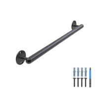 Dolibest Main Courante Escalier 61cm Rampe d’Escalier Métal Barre Appui | Intérieurs Extérieurs Terrasses Porches Entresols,Vis Cheville, Bois Béton Brique Cloison Sèche,Tuyau 3.3cm,400lbs