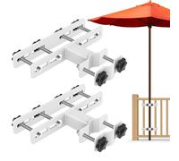 Dolibest Pince Parasol Balcon Clip Fixation 2pcs/Rambarde 6.6x6cm/Blanc | Réglable,Poteau 5.6cm,Manchon Réducteur,Sans Perçage,Support Parasol Balustrade,Balcons Terrasses Table Jardins Patios