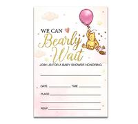 Dolimifa Lot de 20 invitations de fête prénatale Winnie l'ourson avec enveloppes Rose