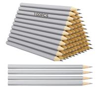 Dolltobe Lot de 100 crayons Silver Streak pour métal, traçage précis sur surfaces métalliques, mine fine, idéal pour soudeurs, électriciens et menuisiers, 17,4 cm, corps en bois