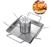 Dolltobe Rôtissoire pour Poulet à la bière, Support à Poulet, Plat à rôtir pour Dinde, Ensemble Professionnel, pour Four ou fumoir Barbecue, avec Panier Vertical, canette et Fourchette de Fixation