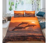 Dolphin Ocean Imprimé Doux Polyester Housse | Single（140x200cm）Entretien Facile Cadeau Famille Microfibre Rénovation Chambre Facile Entretien
