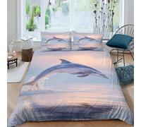 Dolphin Ocean Solide Housse Adultes Microfibre | King（220x240cm）Cadeau Famille Accessoire Sommeil Rénovation Chambre Tissu Résistant Confort Amélioré