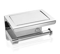 Dolvhin® Porterouleau de papier toilette sans perçage | Portepapier toilette haut de gamme avec encoche pour le rangement | Porterouleau de papier toilette autocollant en acier inoxydable pour