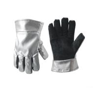 Dolvitrny Gants résistants à la chaleur, 400 °C en cuir de vache ignifuge avec feuille d'aluminium, sécurité industrielle pour le camping, le barbecue, la soudure et les tâches de cuisine en plein air