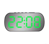 Dolvitrny Réveil numérique miroir, écran LED à luminosité réglable, 5 niveaux de lumière à intensité variable, format 12/24 heures, pour chambre à coucher, bureau, bureau (B-vert)