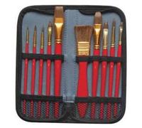Dom Étui 10 Pinceaux en Poils de Poney Assortis pour Aquarelle