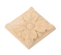 Domary Applique Carrée en Bois D'hévéa de Sculpture sur Bois pour la Décoration de Meubles, Autocollant Sculpture 3D en Relief Exquis pour la Maison et L'hôtel, 4 Pièces, 2,4 "x 2," (Style 1)