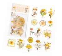 Domary Autocollants de Fleurs en Papier, Paquet de 30 Autocollants Floraux | Pack D'autocollants Floraux Esthétiques, Texture Lisse, Décoratif pour Scrapbooking, Journal Intime, Album Photo, Bricolage