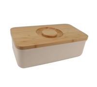Domary Beurrier avec Couvercle en Bois, Boîte de Rangement de Pain Grande | Construction en Plastique et en Bois Massif, Joint Hermétique pour Plus de Fraîcheur, Intérieur Spacieux Pouvant Accueillir