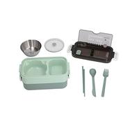 Domary Boîte à Lunch Isolée 2 Niveaux Empilable en Acier Inoxydable 304 | Récipient Anti-fuite, Pot Alimentaire Thermique Garde au Chaud 2-3 Heures, Boucle Pliante, PP de qualité Alimentaire, pour