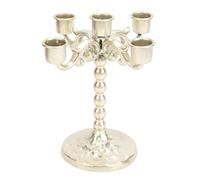 Domary Bougeoir Conique à 5 Têtes en Fer forgé doré, Chandelier de Style Européen Vintage pour la Maison, Décor de Centre Table Mariage