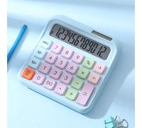 Domary Calculatrice de Bureau avec écran LCD à 12 Chiffres, Gros Boutons, | Clavier Mécanique, Fonctionnant à L'énergie Solaire et à Piles, Pression Douce sur les Touches, pour le Bureau, L'école et