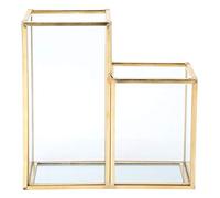 Domary Conteneur de Stockage en Verre de 3 Mm D'épaisseur, Colonne Polygonale, Jardinière en Laiton avec Lignes Soudure, Entièrement Solide pour Plantes Succulentes, Terrarium,