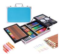 Domary Ensemble d'art de 145 Pièces avec étui en Aluminium, Marqueurs | pour Débutants, Crayons à Dessin Haut de Gamme, 33 Marqueurs Aquarelle, 24 Pastels à L', 24 Gâteaux Aquarelle, Pinceaux en