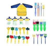 Domary Ensemble de Pinceaux pour Enfants avec Pinceaux en Mousse éponge | 30 Pièces Comprennent une Palette, une Poignée en Plastique EVA Non Toxique, Idéale pour L'artisanat Acrylique et la