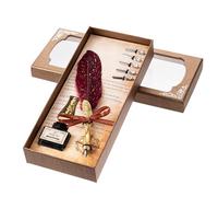 Domary Ensemble Stylo Plume et Encre avec 5 Plumes de Remplacement, Stylo | Corps en Alliage D'oie, Encre Noire 15 Ml, Dessin de Calligraphie, Coffret Cadeau Rétro pour les Amateurs D'écriture