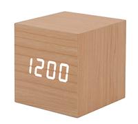 Domary Horloge en Bois LED, Affichage Numérique Multifonctionnel et élégant de L'heure, pour Décoration de Chambre à Coucher et Bureau, avec Fonction Température D'alarme