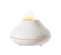 Domary Humidificateur de Flamme de Simulation, Brumisateur avec Veilleuse 7 Couleurs, Diffuseur D'huiles Essentielles D'aromathérapie, Arrêt Automatique pour la Maison, la Chambre (Blanche)