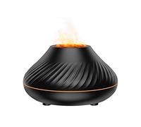 Domary Humidificateur de Flamme de Simulation, Brumisateur avec Veilleuse 7 Couleurs, Diffuseur D'huiles Essentielles D'aromathérapie, Arrêt Automatique pour la Maison, la Chambre (Noire)