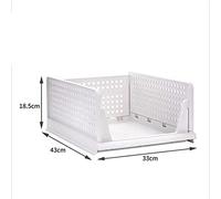 Domary Panier de Rangement Empilable en Plastique, Grand Organisateur de | Plastique Robuste, Conception Pliable, Rail Coulissant, pour Chambre à Coucher, Garde-robe, Salon