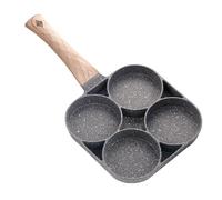 Domary Poêle à Crêpes, Poêle à œufs Antiadhésive de 4 Tasses | Revêtement en Pierre Médicale, Manche en Bois, Conduction Thermique Uniforme, Compatible Gaz et Induction, Libération