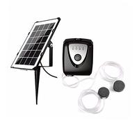 Domary Pompe à Air Solaire 6V 3.5W, Double Sortie avec Batterie de Secours de 2,4 L Min, pour Aquarium, Réservoir Poissons, Oxygénation D'étang