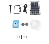 Domary Pompe à Air Solaire 6V 3.5W, Double Sortie avec Batterie de Secours de 2,4 L Min, pour Aquarium, Réservoir Poissons, Oxygénation D'étang