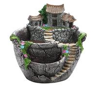 Domary Pot de Fleurs en Résine pour Plantes Succulentes, Mini Plateau Irrégulier pour bonsaï Décoratif de Jardin Balcon avec Moulage Antidérapant Léger et Respirant