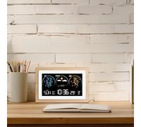 Domary Station Météo FJ3399C avec Grand écran Couleur VA pour une Complète de la Température et de l'humidité Intérieure/extérieure, Cadre en Bois et 1 Capteur