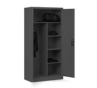 Domator Armoire en métal - 185 x 90 x 45 cm - Armoire de classement verrouillable avec tringle à vêtements, revêtement par pulvérisation - Armoire de rangement, vestiaire casier, tringle à vêtements -