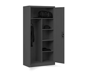 Domator Armoire en métal - 185 x 90 x 45 cm - Armoire de classement verrouillable avec tringle à vêtements, revêtement par pulvérisation - Armoire de rangement, vestiaire casier, tringle à vêtements -