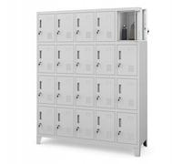 Domator Jan Nowak Casier Vestiaire 5B4A Armoire Metallique avec 20 Compartiments Revêtement en Poudre 172 cm x 136 cm x 45 cm (Gris)