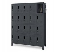 Domator Jan Nowak Casier Vestiaire 5B4A Armoire Metallique avec 20 Compartiments Revêtement en Poudre 172 cm x 136 cm x 45 cm (Anthracite)