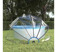 Dôme de piscine 500 x 250 cm, dôme de piscine en PVC avec protection UPF 30 et construction en fibre de verre, auvent transparent pour protection solaire et pluie, avec piquets et piquets de terre