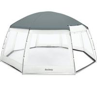 Dôme de Piscine Octogonal Bestway, 600 x 600 x 295 cm, Gris, Anti-UV UPF 50, Pour Piscines Jusqu'à 4.88m