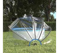 Dôme de Piscine Rond 406x203 cm PVC | Fibre de verre, Protection Soleil Pluie, Tente Transparente, Piquets Inclus