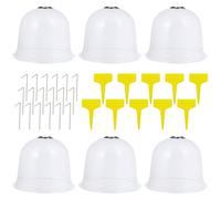 Dôme pour Plantes Pvc, Lot de 6 Pièces avec 18 Piquets Couleur Aléatoire | Étiquettes de 10 Pièces Incluses, Usage Jardinage, Résistant aux Intempéries, Réutilisable Couleur Aléatoire
