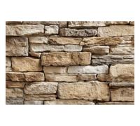 DOMEVISTA Papier Peint Mur Pierre Beige Ancienne Blocs Nature 250 x 186 cm | moellon gres ocre patine chalet ferme traditionnel massif heritage relief authentique; Fabriqué en Allemagne; colle incluse.