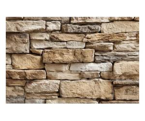DOMEVISTA Papier Peint Mur Pierre Beige Ancienne Blocs Nature 250 x 186 cm | moellon gres ocre patine chalet ferme traditionnel massif heritage relief authentique; Fabriqué en Allemagne; colle incluse.