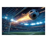 DOMEVISTA Papier Peint Photo Intissé Football Ballon Filet Stade 200x149 cm | Match Équipe Tournoi Supporters Gardien Sport But Vitesse Terrain Tribunes Fresque Panorama Tapisserie XXL; colle incluse.